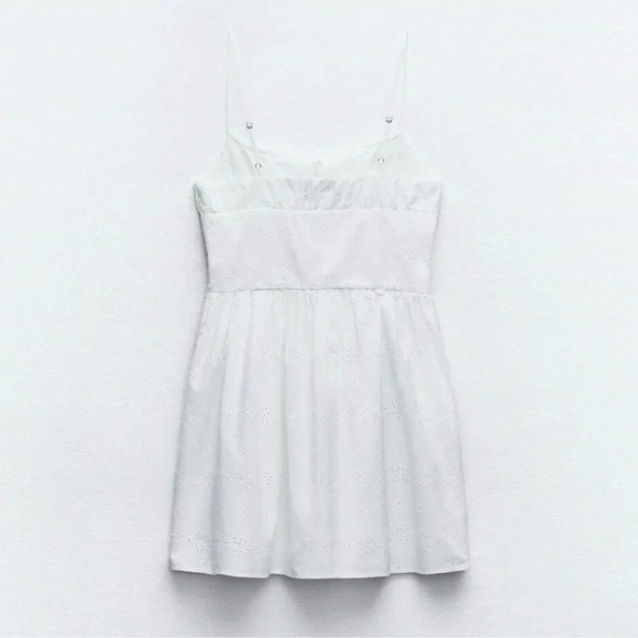 ZARA EMBROIDERED WHITE DRESS WITH BOWS - Picture 7 of 7